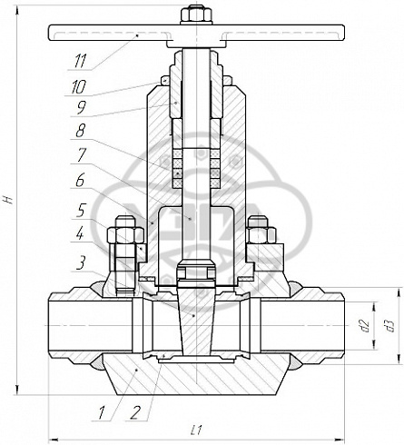 Задвижка клиновая стальная под приварку Dn15 Pn100 Ст. 20 31с45нж