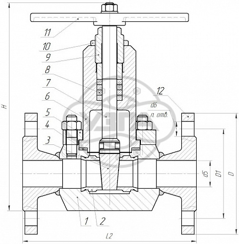 Задвижка клиновая стальная фланцевая Dn50 Pn25 09Г2С 30лс64нж