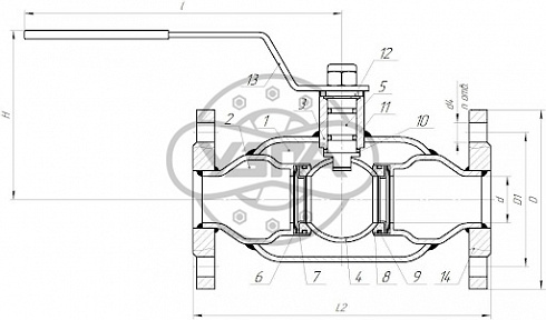 Кран цельносварной полнопроходной фланцевый Dn100 Pn16 Ст. 20 10с9пм