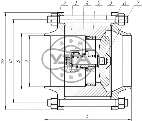 Клапан обратный тарельчатый Dn100 Pn16 Ст. 20